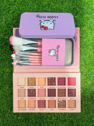 2 in 1 Makeup Deal with 18 Colors Eyeshadow & 7 Pcs Makeup Brushes Set