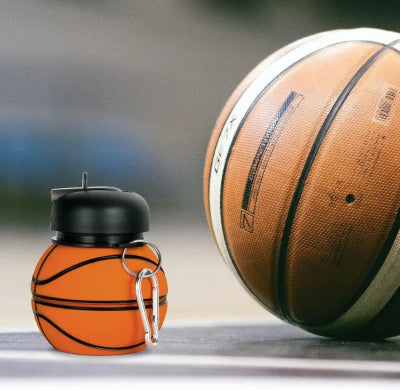 Collapsible Kid’s Water Bottle With Basketball Design – Leak-proof, Bpa-free, Food Grade Silicone(random Color)