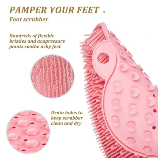Shower Foot & Back Scrubber Mat, Wall Stick Suction Silicone Bathroom Scrubber (random color)
