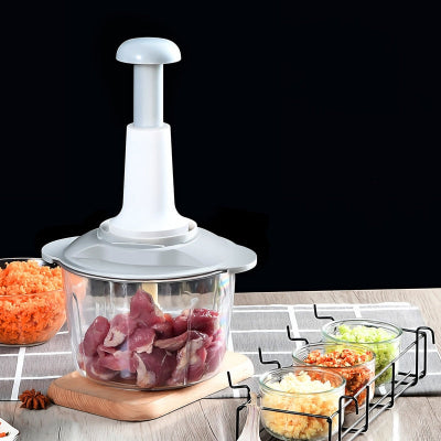 1PCS Multifunctional Food Processor-Manual Meat Grinder Vegetable Garlic Chilli Chopper Slicer Rotary Dicer Fruit Kitchen Tool