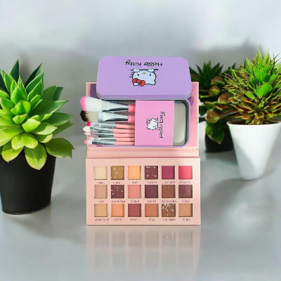 2 in 1 Makeup Deal with 18 Colors Eyeshadow & 7 Pcs Makeup Brushes Set