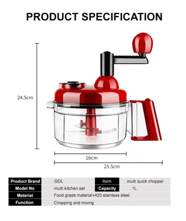 Manual Hand Multifunction Speedy Vegetable Quick Chopper | Quick Chopper Vegetable – Onion Chopper | Kachomer Salad Machine ( Random Color )